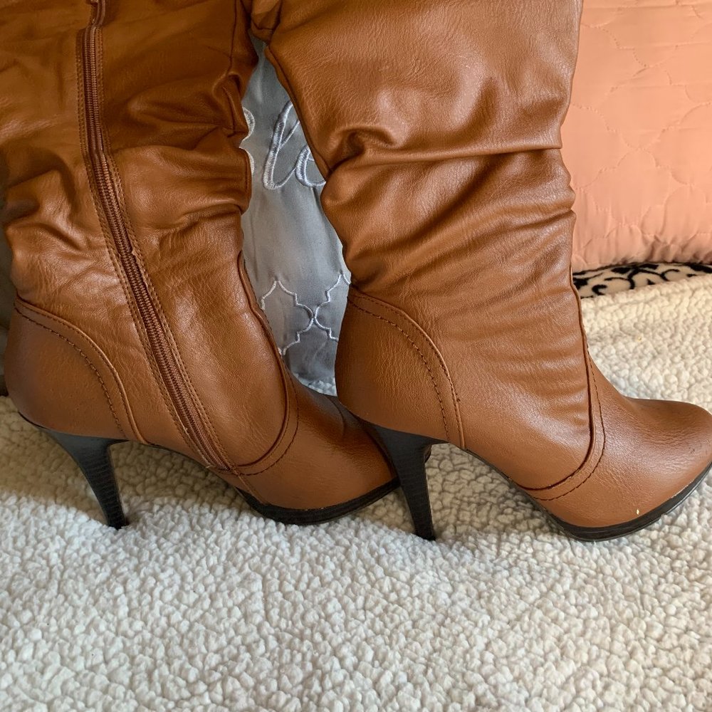 Worthington  Cognac Over the Knee Scrunchy Boots